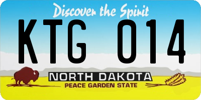 ND license plate KTG014