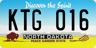 ND license plate KTG016