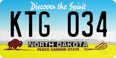 ND license plate KTG034