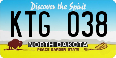 ND license plate KTG038