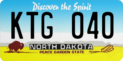 ND license plate KTG040