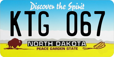 ND license plate KTG067