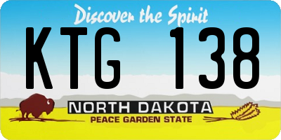 ND license plate KTG138