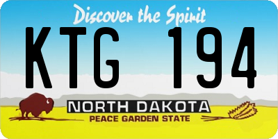 ND license plate KTG194