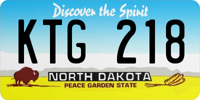 ND license plate KTG218