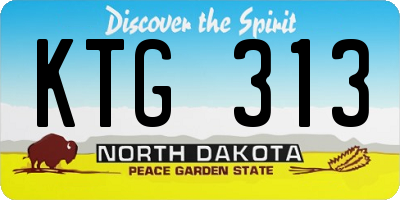 ND license plate KTG313