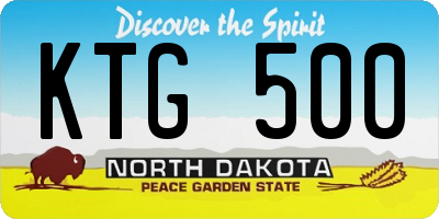 ND license plate KTG500