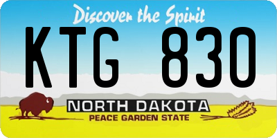 ND license plate KTG830