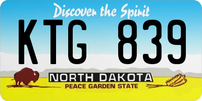 ND license plate KTG839