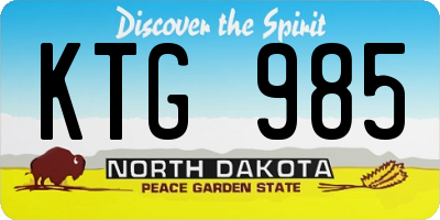 ND license plate KTG985