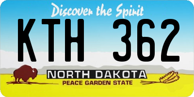 ND license plate KTH362