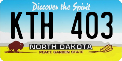 ND license plate KTH403