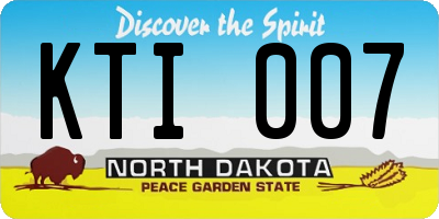 ND license plate KTI007