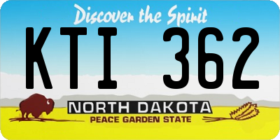 ND license plate KTI362