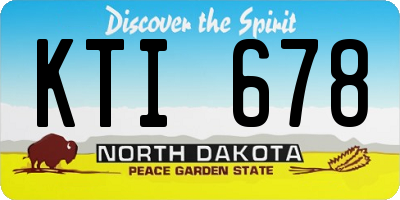 ND license plate KTI678