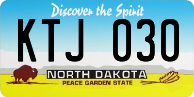 ND license plate KTJ030