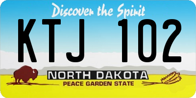 ND license plate KTJ102
