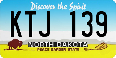ND license plate KTJ139
