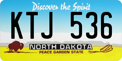 ND license plate KTJ536