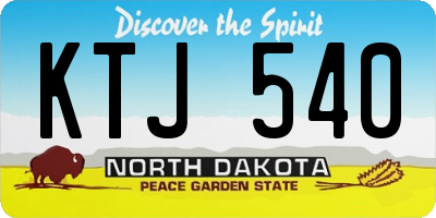 ND license plate KTJ540