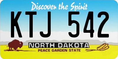ND license plate KTJ542