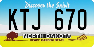 ND license plate KTJ670