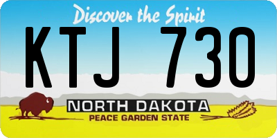 ND license plate KTJ730
