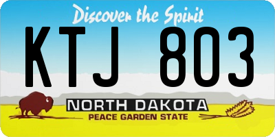ND license plate KTJ803