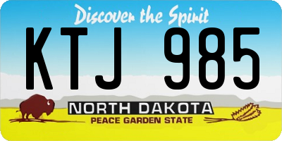 ND license plate KTJ985