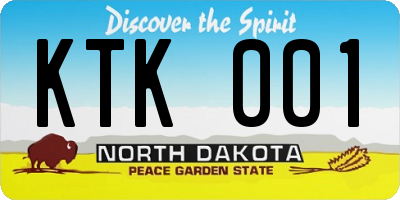 ND license plate KTK001
