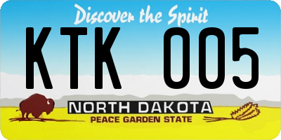 ND license plate KTK005