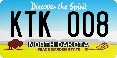 ND license plate KTK008
