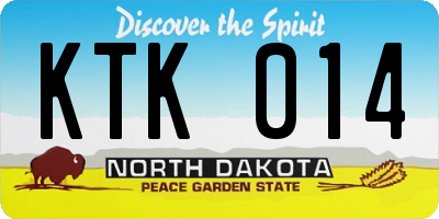ND license plate KTK014