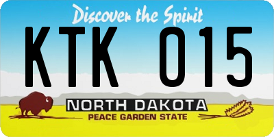 ND license plate KTK015