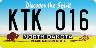 ND license plate KTK016