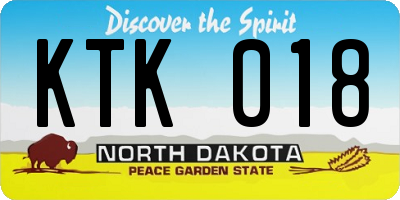 ND license plate KTK018