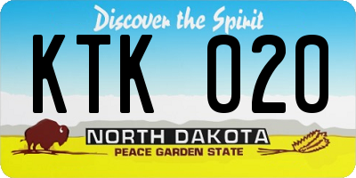 ND license plate KTK020