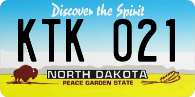 ND license plate KTK021