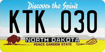 ND license plate KTK030