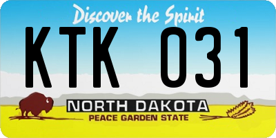 ND license plate KTK031