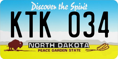 ND license plate KTK034