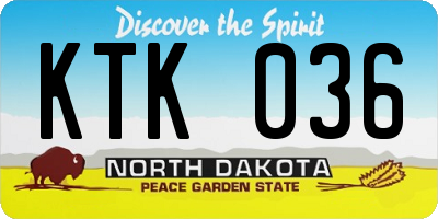 ND license plate KTK036