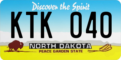 ND license plate KTK040