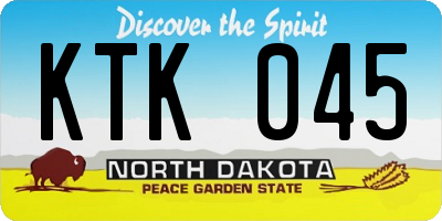 ND license plate KTK045