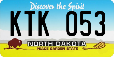 ND license plate KTK053