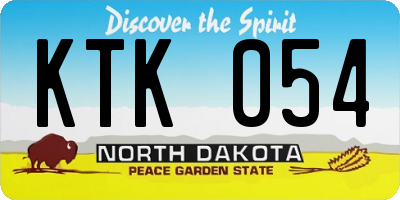 ND license plate KTK054