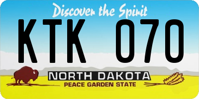 ND license plate KTK070