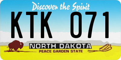 ND license plate KTK071