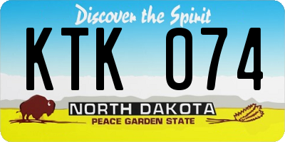ND license plate KTK074
