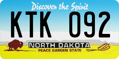 ND license plate KTK092